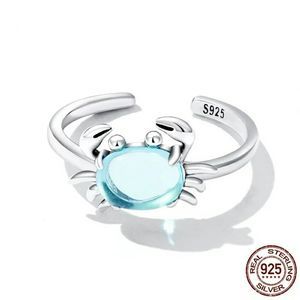 Adorable Crab Adjustable Ring in 925 Sterling Silver
